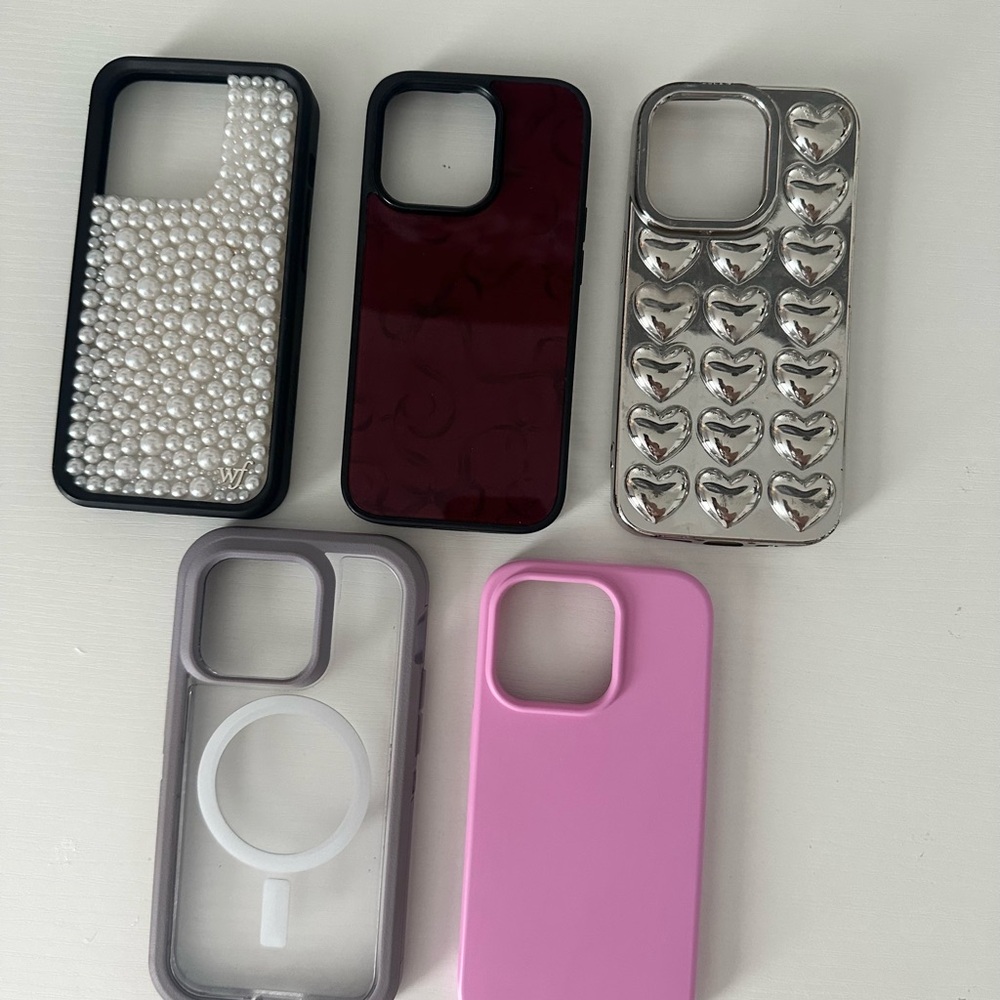 Princess Polly Pearl, Burgundy, Silver, Clear & Pink Decorative iPhone Case Set